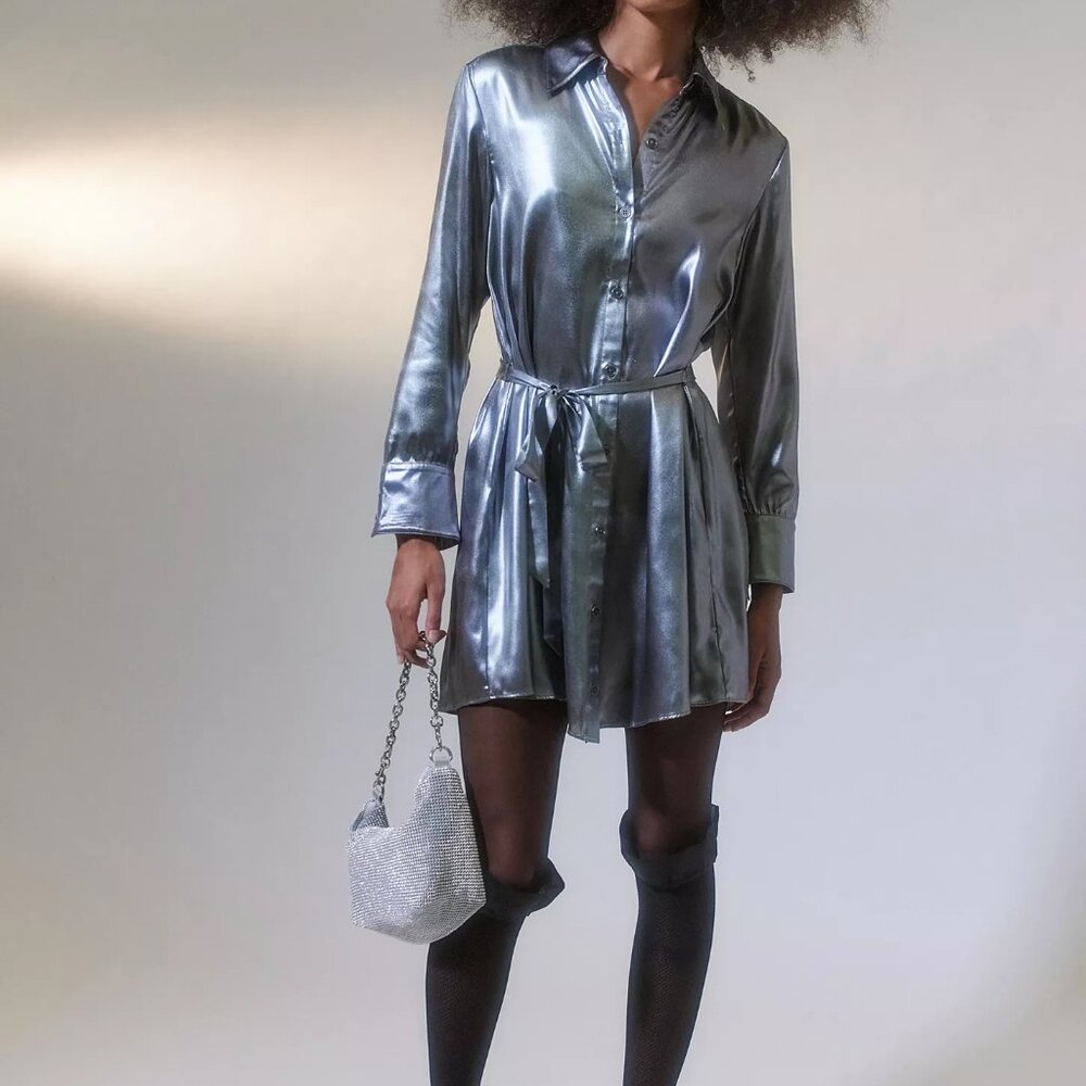 NWT UO "Midnight Strikes" Metallic Mini Dress